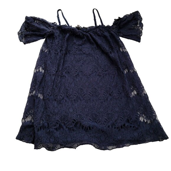 Love, Fire Dresses & Skirts - Love Fire Blue Lace Cold Shoulder Dress Lined M